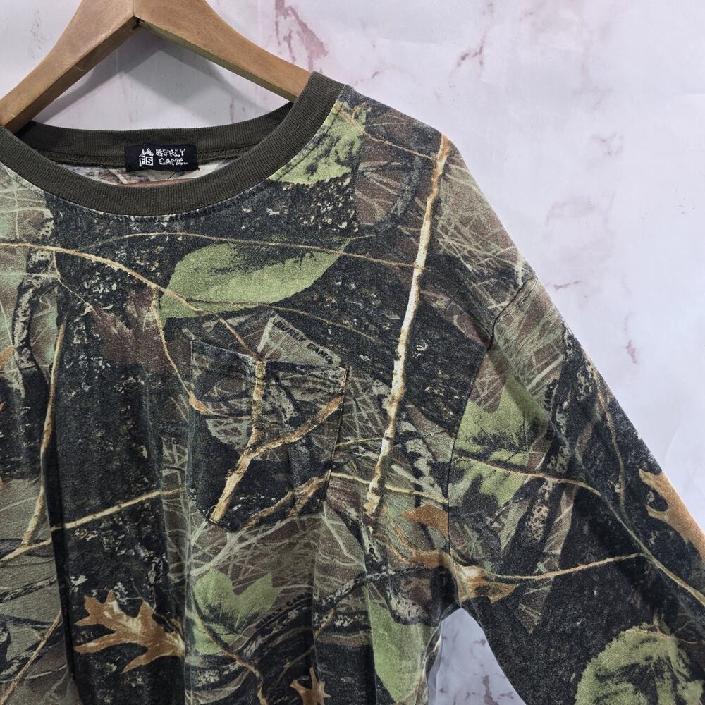 Vintage Camo Shirt Mens Medium Burly WFS Woodland Long Sleeve 80s 90s - Picture 8 of 9